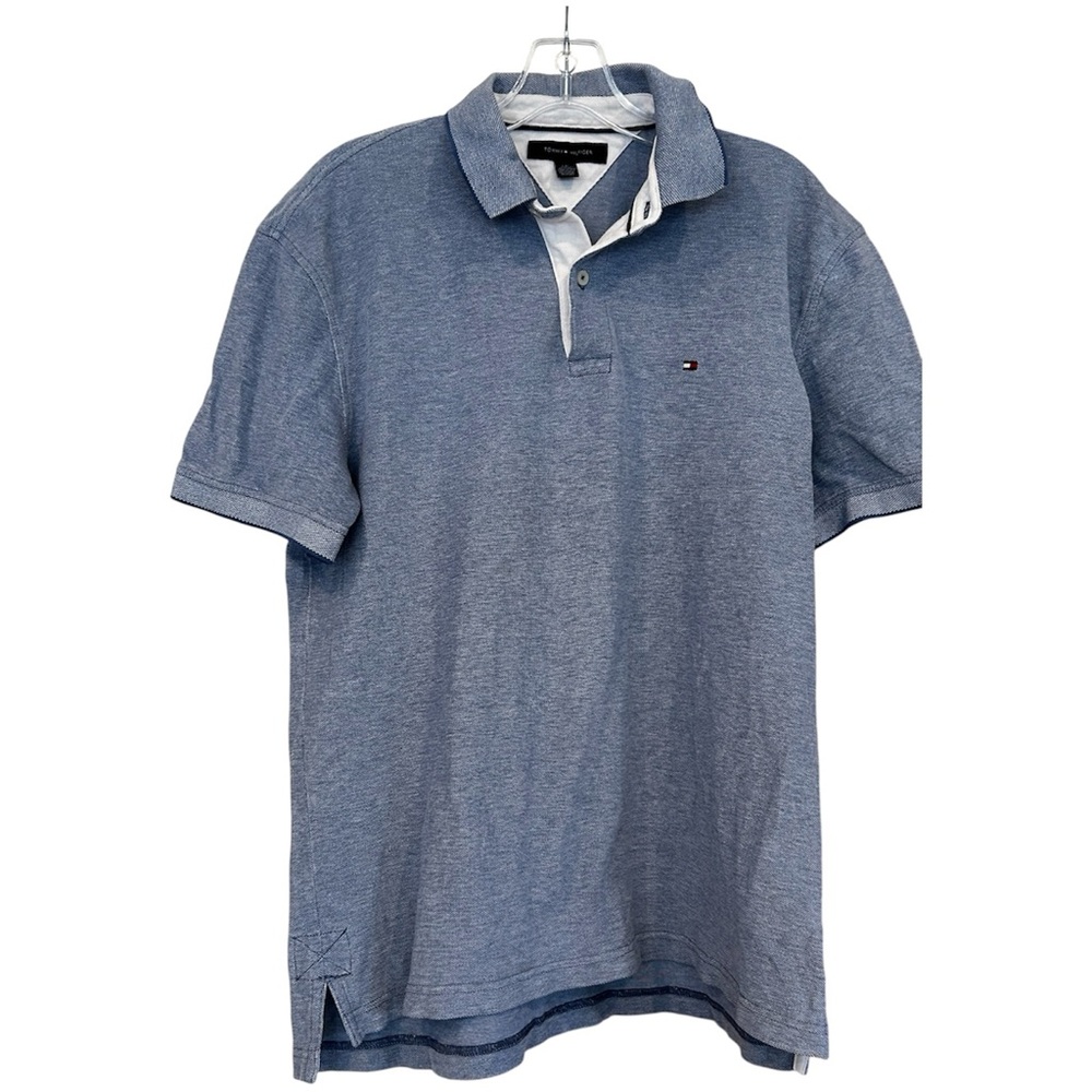 Tommy Hilfiger Men's Heather Blue Polo Shirt Sz large